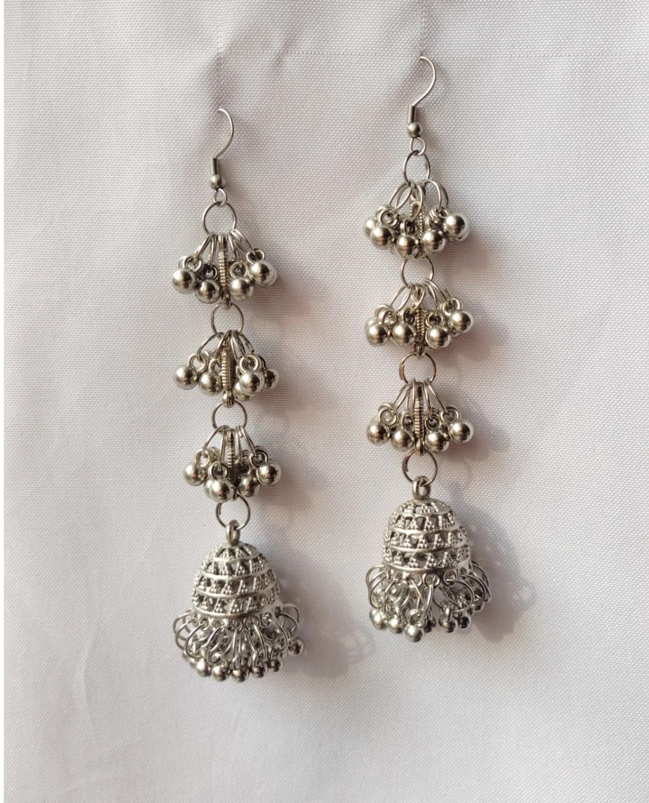 SILVER GHUNGROO TIER JHUMKA