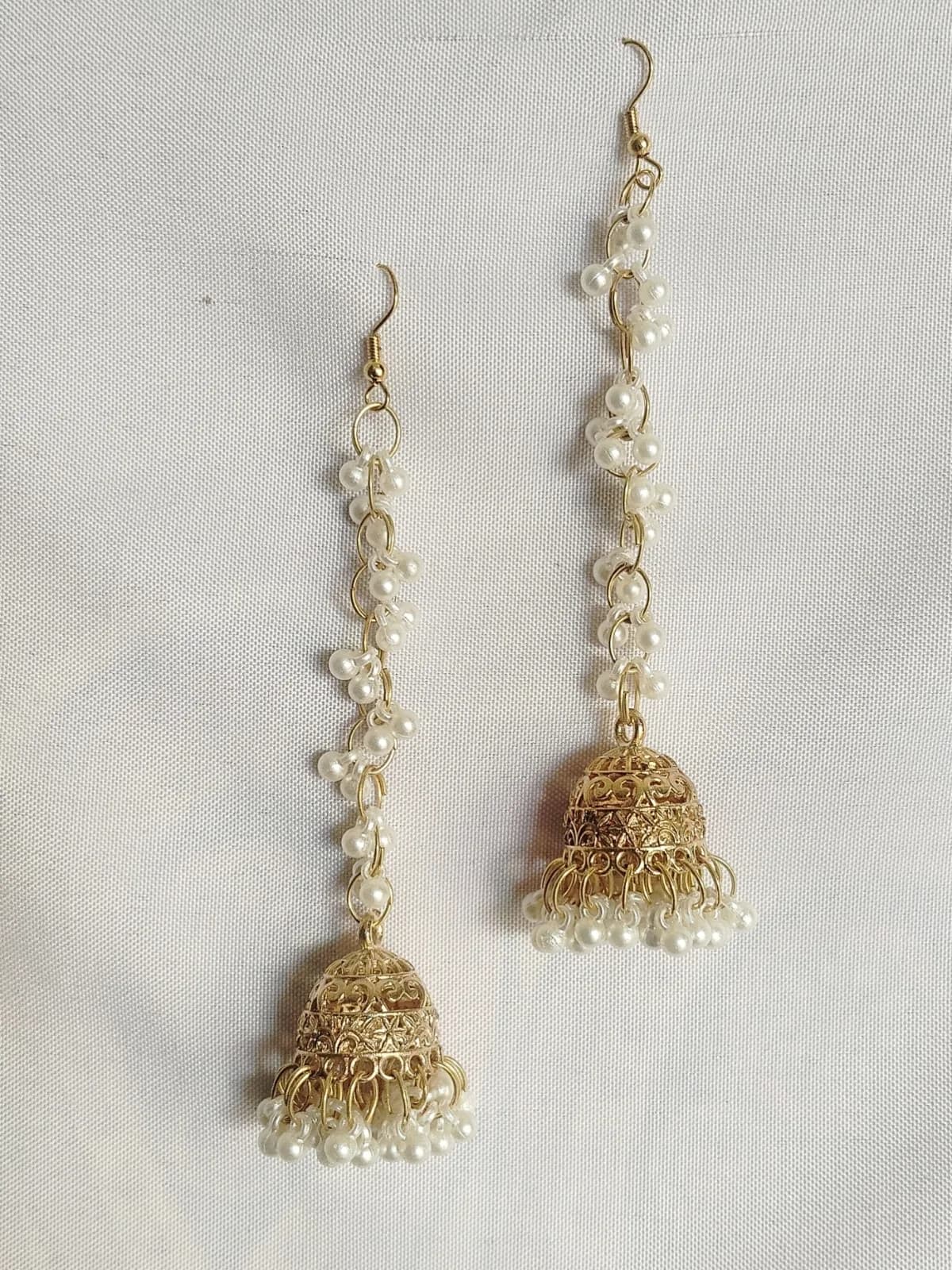 GOLD LONG PEARL EARRINGS