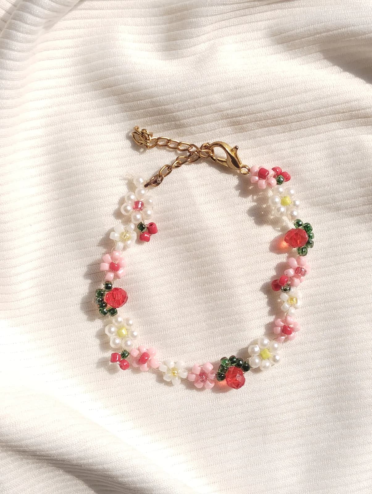 CHERRY FLOWER BRACELET ( HANDMADE )